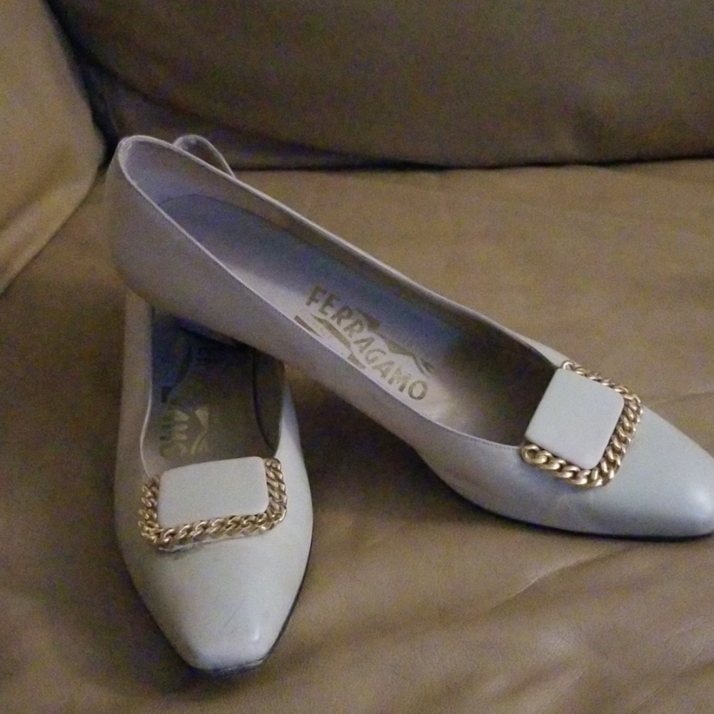 Salvatore Feraragamo bone colored heels